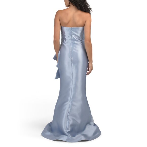 TERANI Slate Strapless Embroidered Floral Applique Mikado Gown - Picture 2 of 2